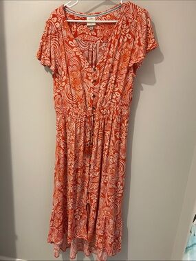 Knox Rose Orange and White Floral Maxi Dress